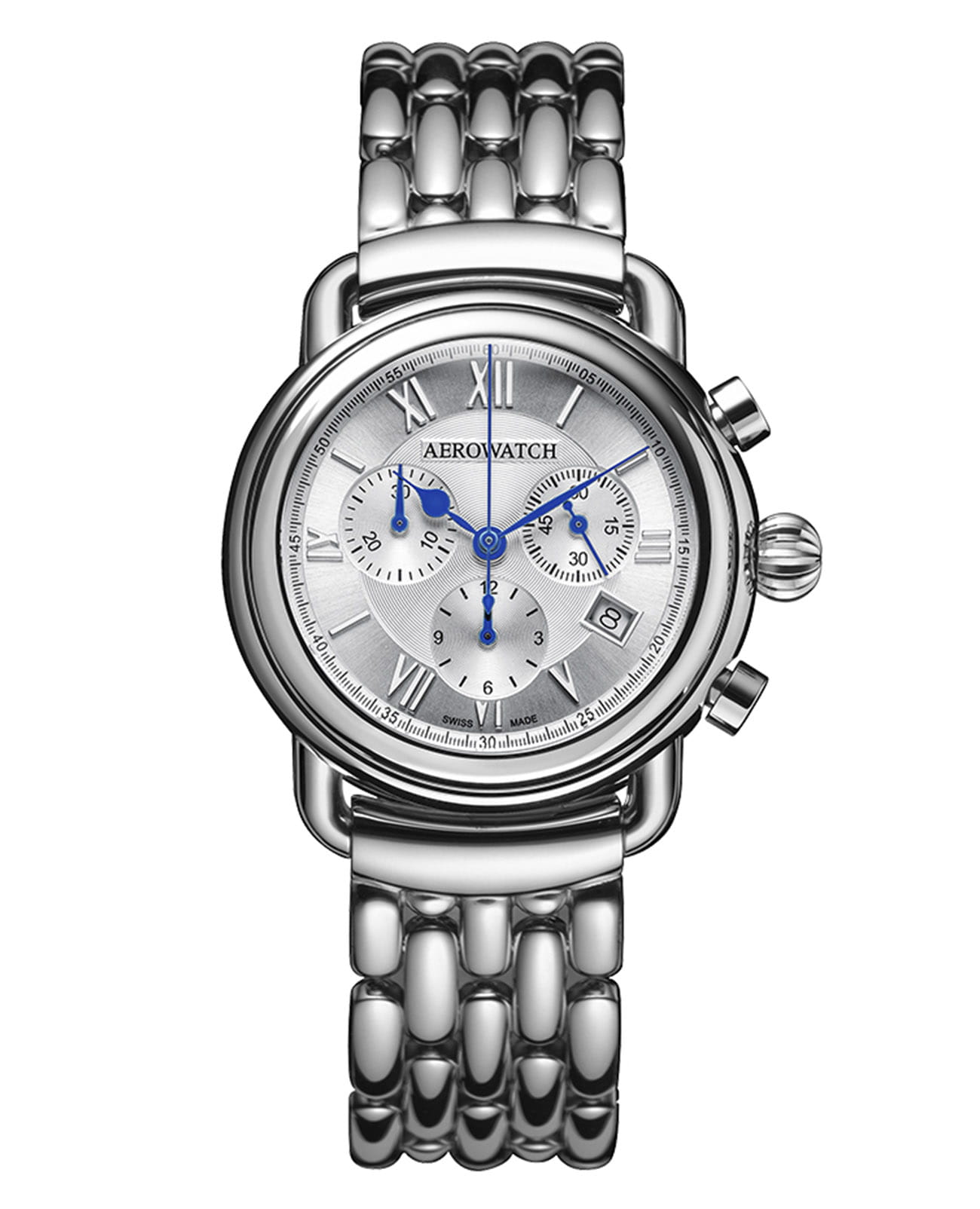 Aerowatch Aerowatch 1942 83926 AA07 M  83926 AA07 M кварцевые мужские часы серебристый циферблат, браслет нержавеющая сталь — вид спереди